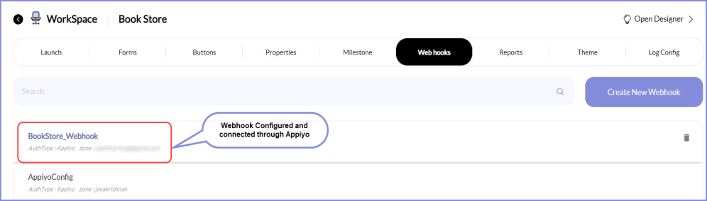 Configure Web hook